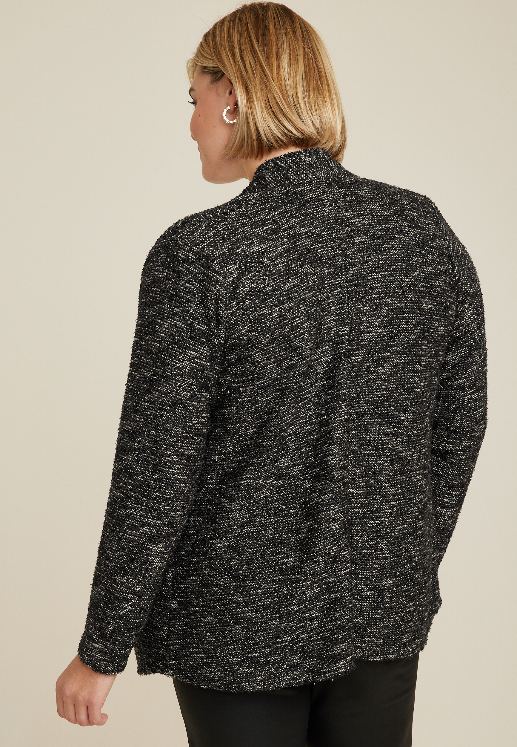 Plus Size Sparkle Waterfall Cardigan, C106, large