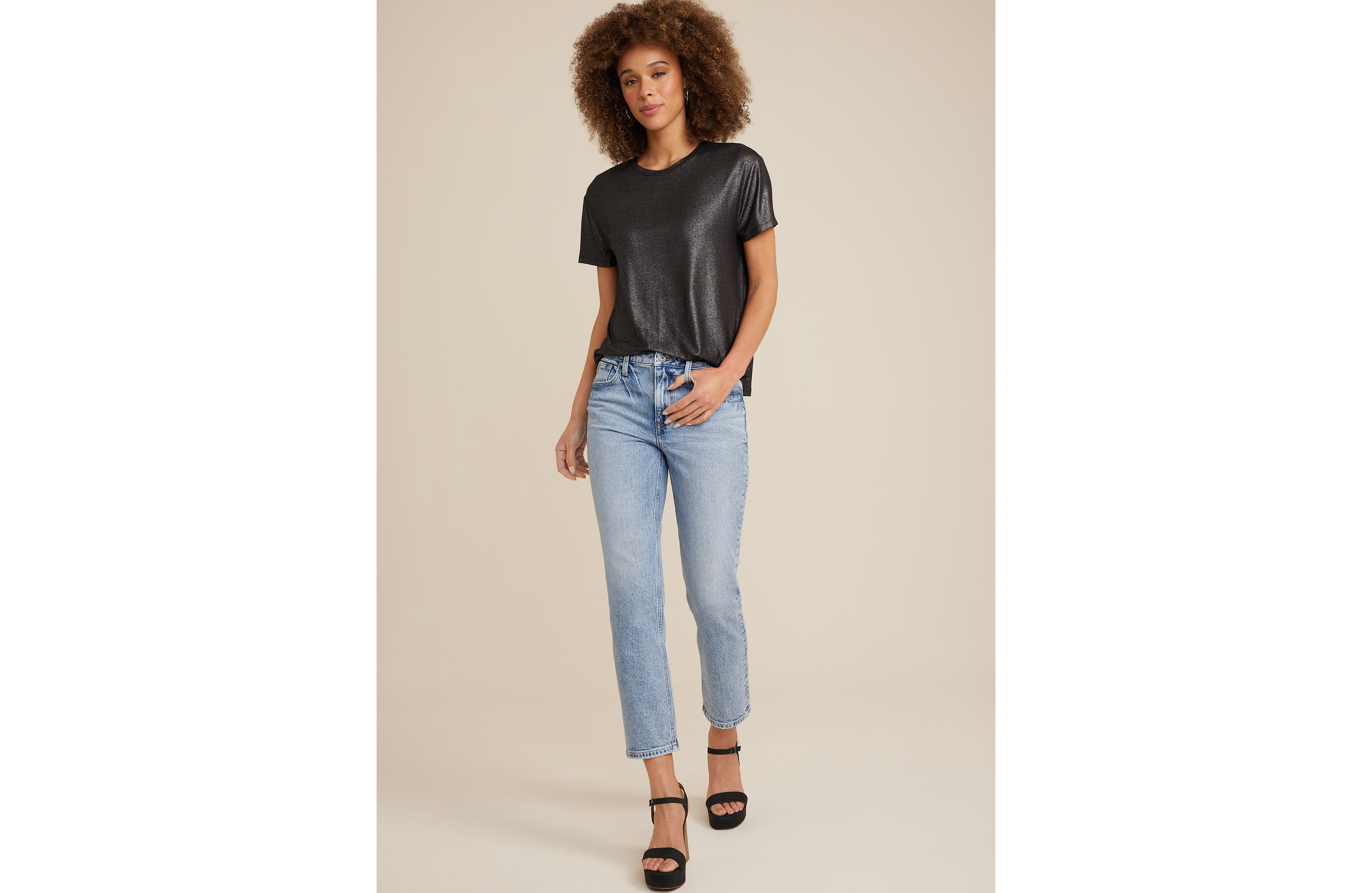 edgely™ High Rise Sparkle Slim Straight Ankle Jean