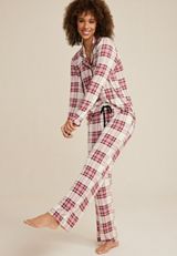Button Down Top And Wide Leg Pajama Set, C2254, small