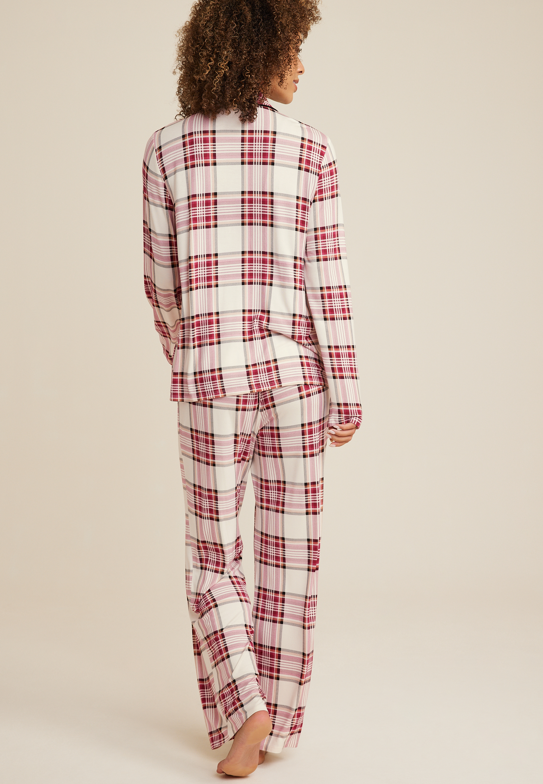 Button Down Top And Wide Leg Pajama Set, C2254, large