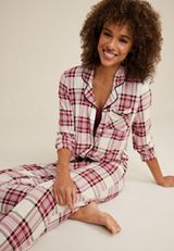 Button Down Top And Wide Leg Pajama Set, C2254, small