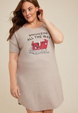 Plus Size Holiday Graphic Short Sleeve Pajama Shirt, C977, small