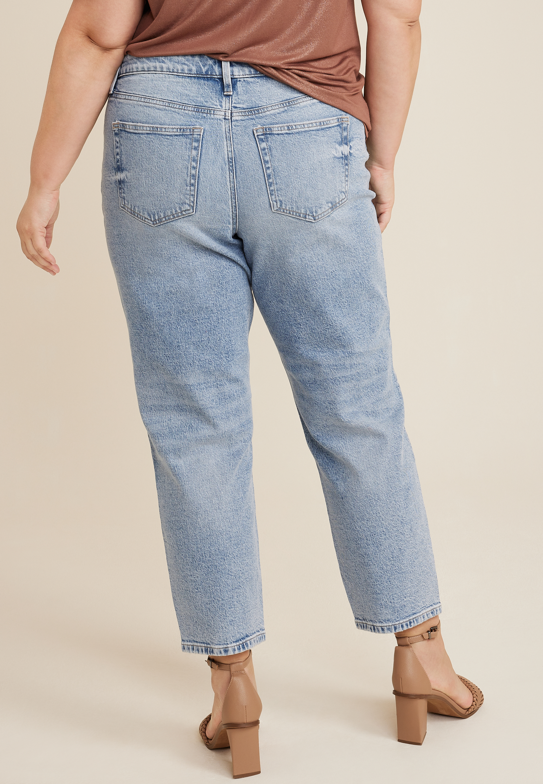 Plus Size edgely&trade; High Rise Sparkle Slim Straight Ankle Jean, LIGHT SANDBLAST, large