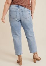 Plus Size edgely&trade; High Rise Sparkle Slim Straight Ankle Jean, LIGHT SANDBLAST, small