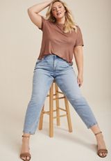 Plus Size edgely&trade; High Rise Sparkle Slim Straight Ankle Jean, LIGHT SANDBLAST, small