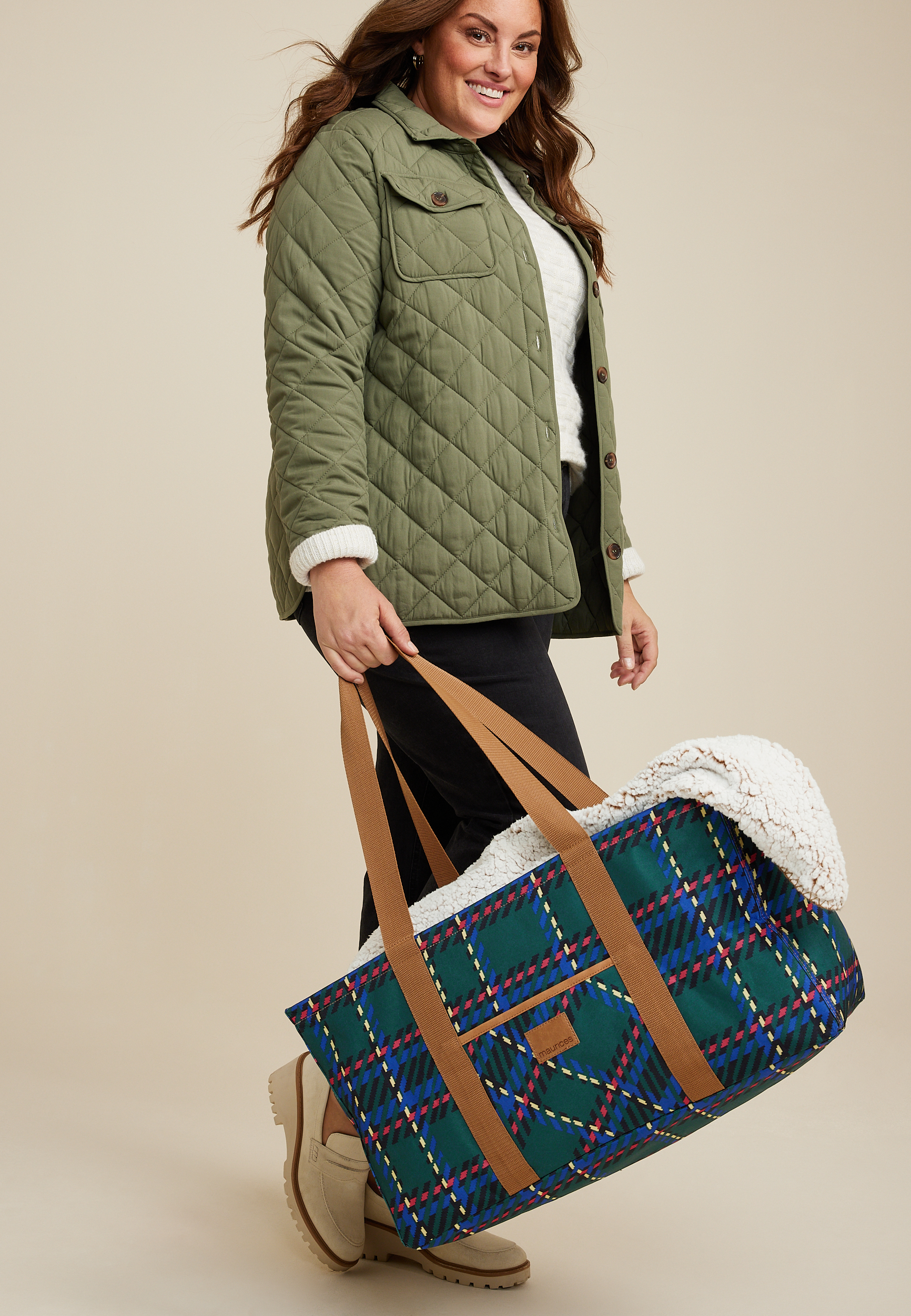 Plaid Utility Tote, C7346, large
