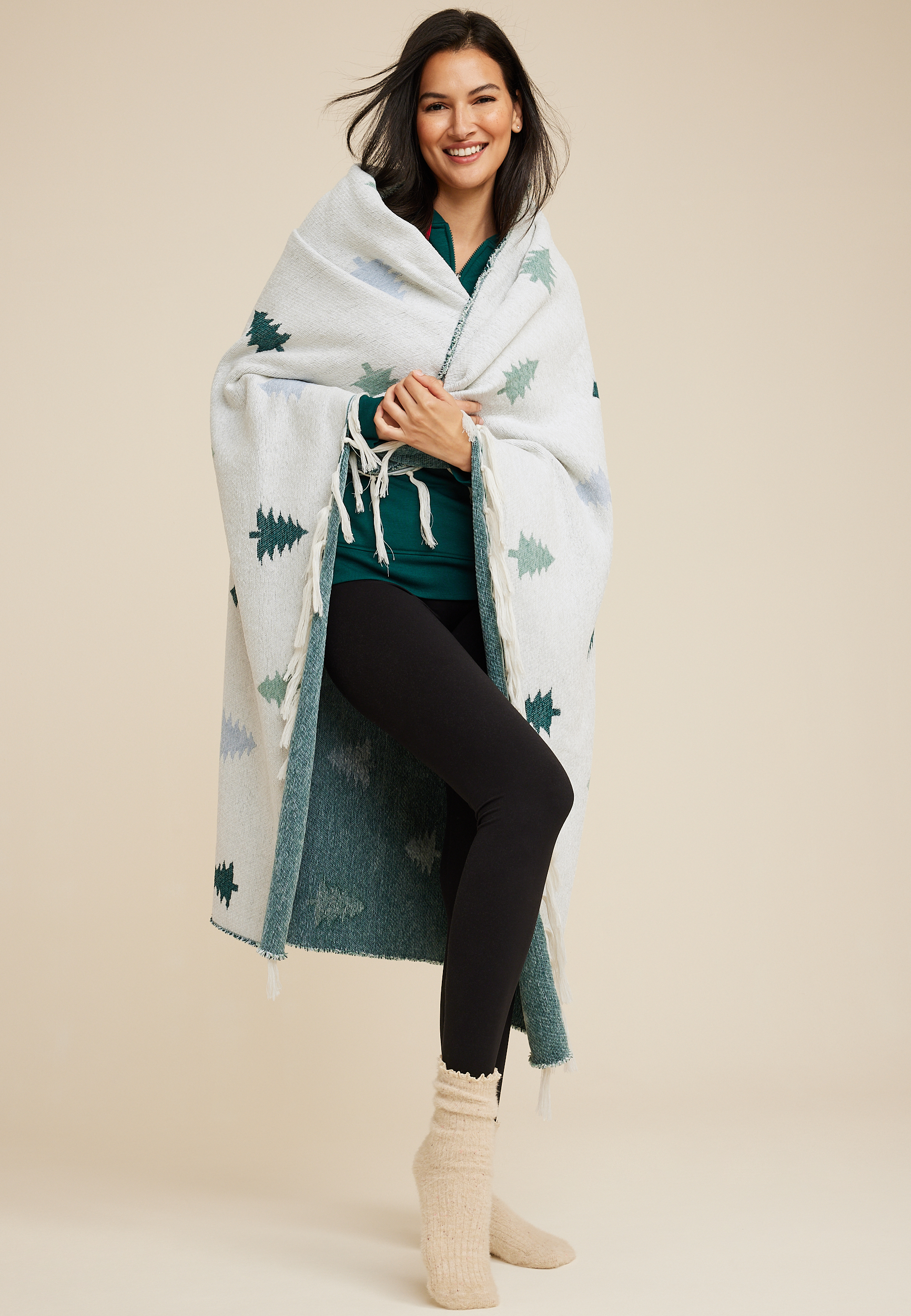 Holiday Tree Throw Blanket, MULTI, large