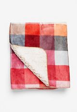 Bright Plaid Fleece Sherpa Throw Blanket, C6415, small