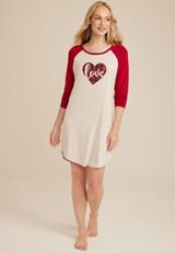 Love Graphic Long Sleeve Pajama Shirt, C1008, small