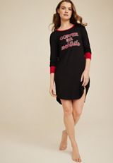 Holiday Graphic Long Sleeve Pajama Shirt, BLACK, small