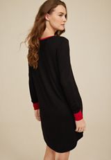 Holiday Graphic Long Sleeve Pajama Shirt, BLACK, small