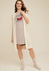 Holiday Graphic Short Sleeve Pajama Shirt, HEATHERED COCOA, small