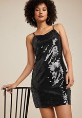 Bare Black Sequin Mini Dress, BLACK, small