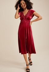 Red Velvet Midi Dress, C9395, small