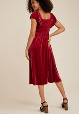 Red Velvet Midi Dress, C9395, small