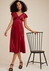 Red Velvet Midi Dress, C9395, small