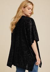 Black Velvet Burnout Ruana, BLACK, small