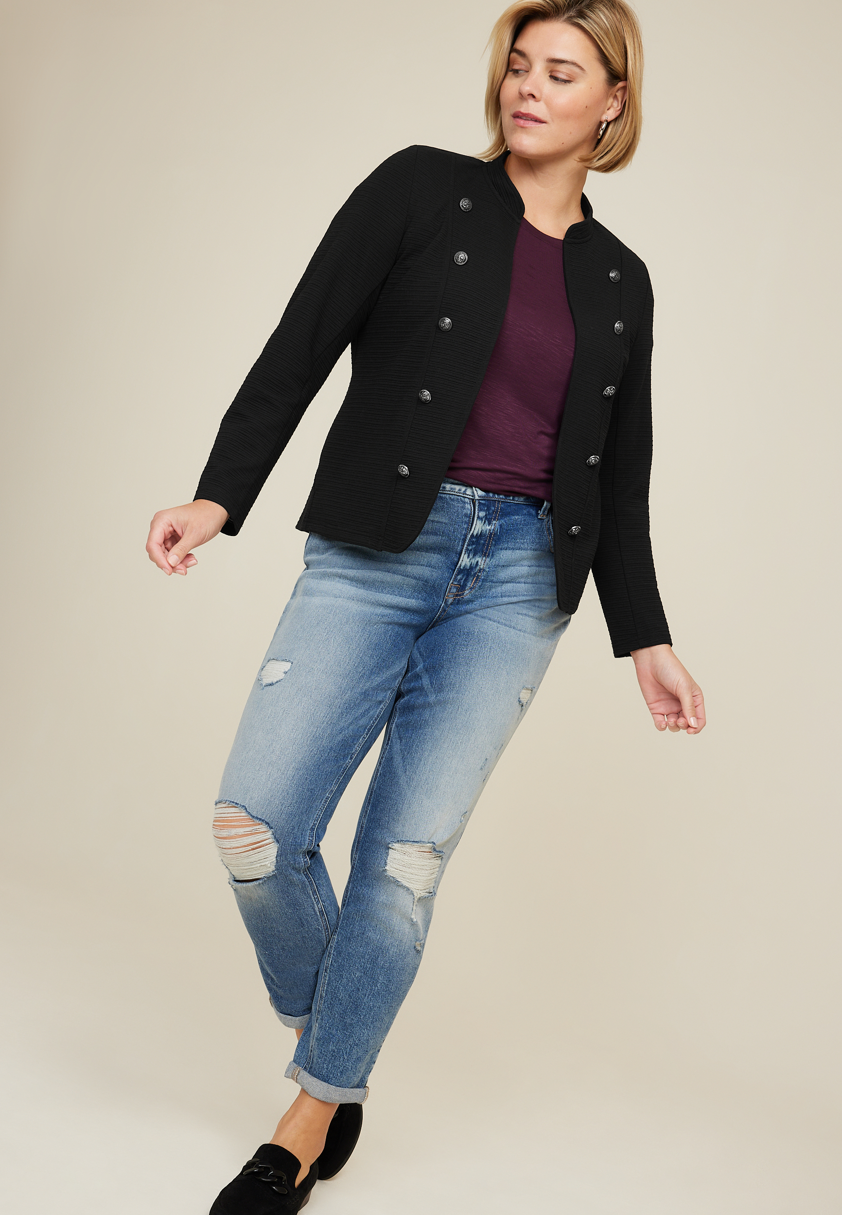 Plus Size Military Cardigan, C106, large