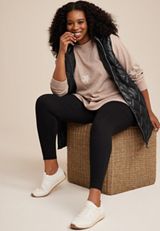 Plus Size Hooded Longline Vest, BLACK, small