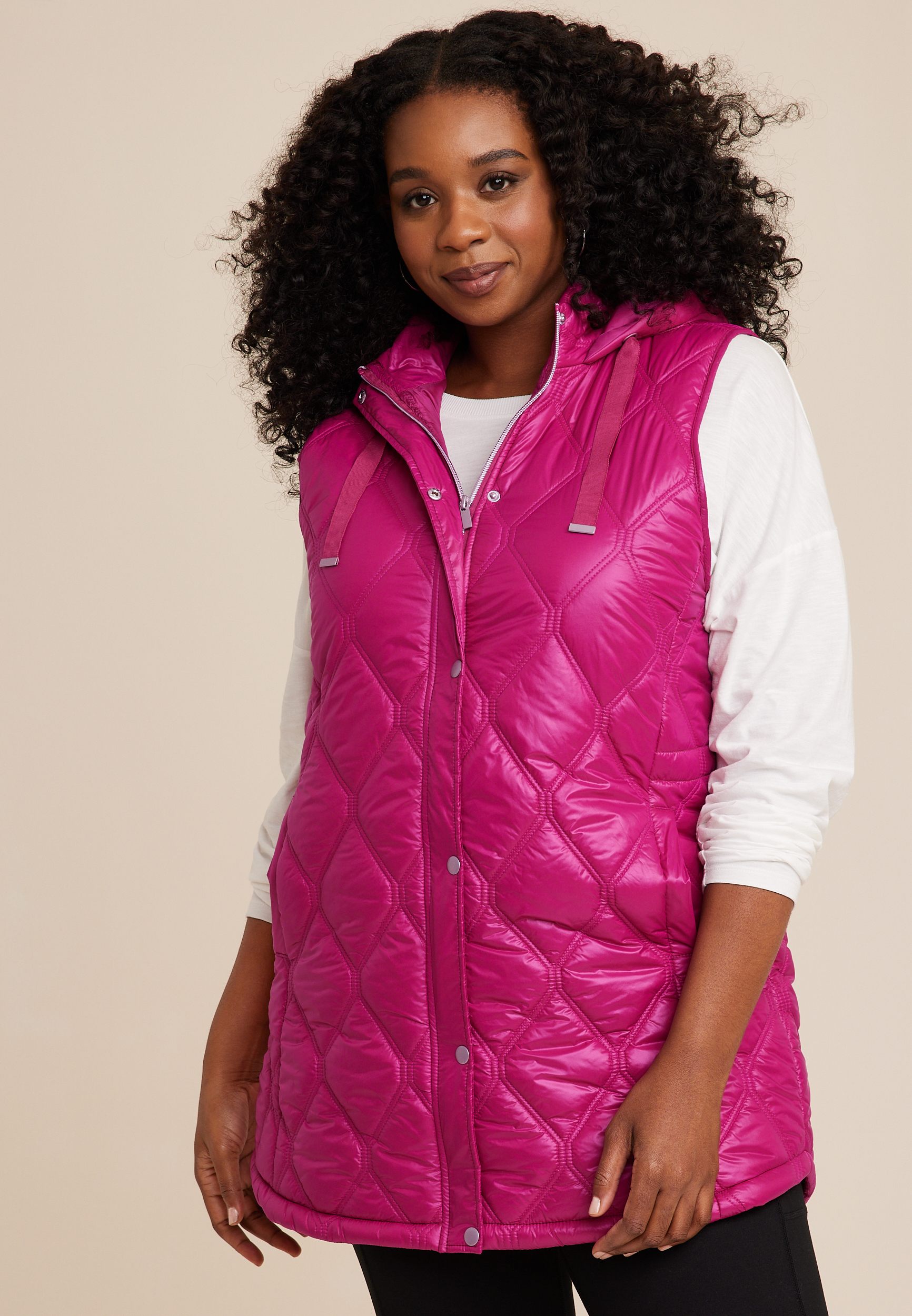 Plus Size Hooded Longline Active Vest