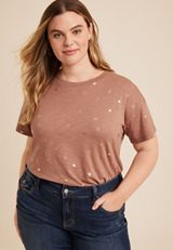 Plus Size 24/7 Dawson Pumpkin Drop Shoulder Tee, C2561, small