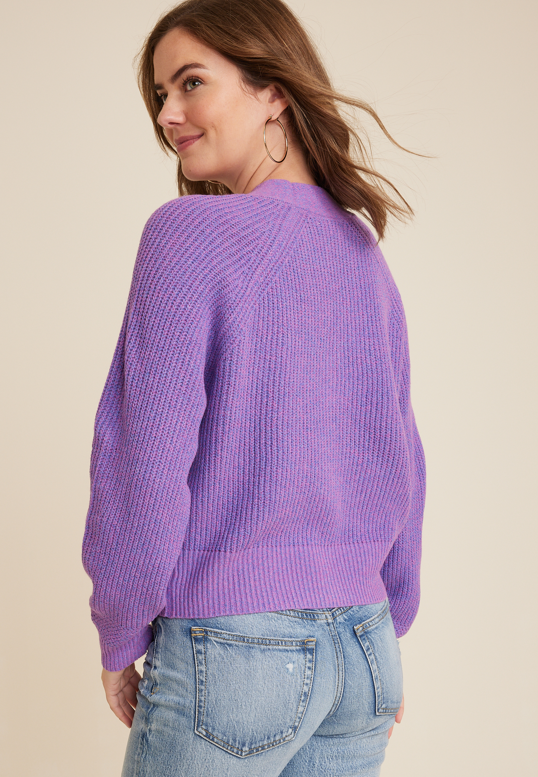 Raglan Cropped Button Down Cardigan, C1396, large