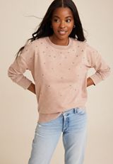 Rhinestone Embellished Sweatshirt, C9080, small