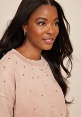 Rhinestone Embellished Sweatshirt, C9080, small