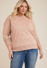 Plus Size Rhinestone Embellished Sweatshirt, C9080, small