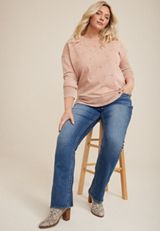Plus Size Rhinestone Embellished Sweatshirt, C9080, small
