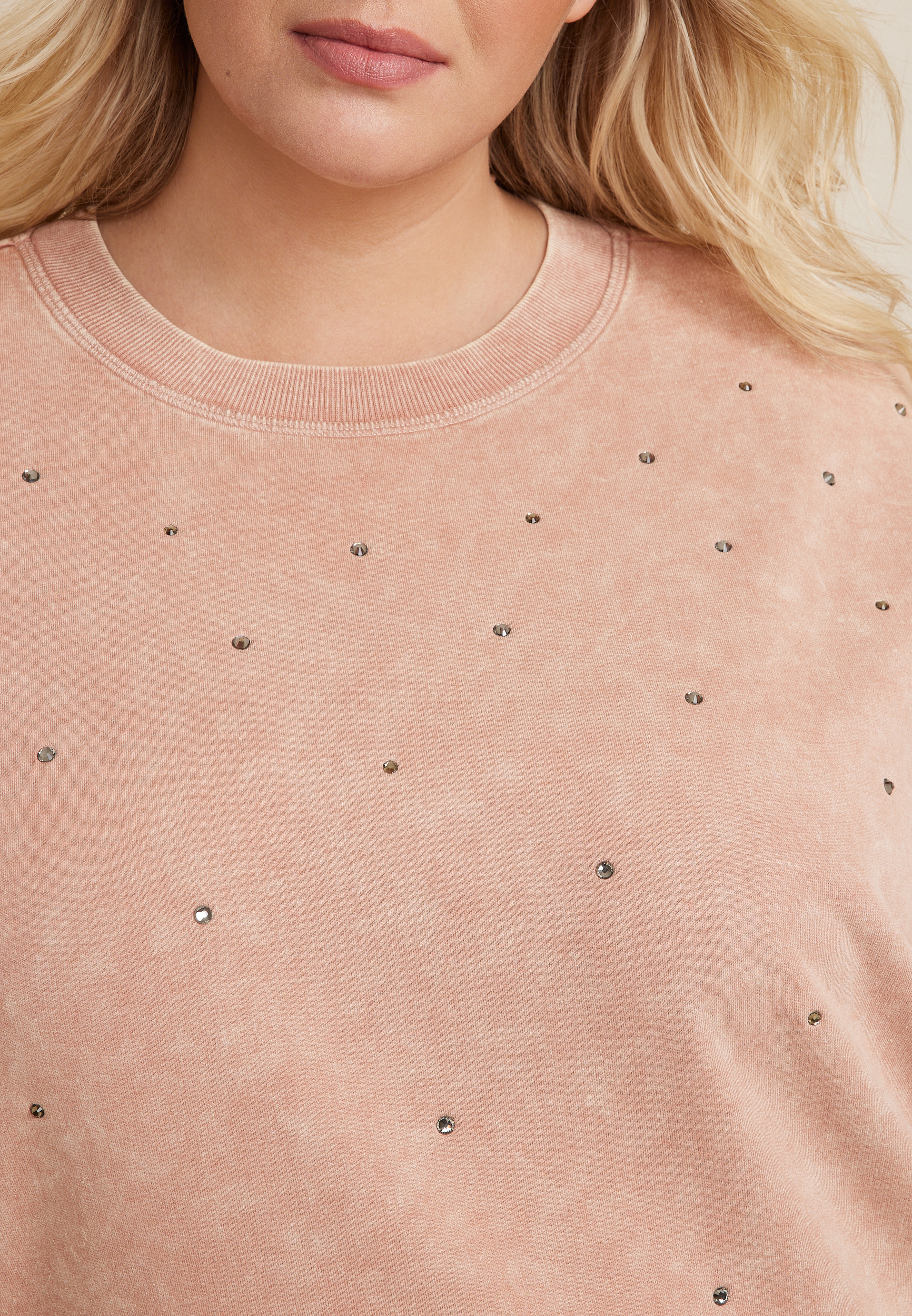 Plus Size Rhinestone Embellished Sweatshirt, C9080, large