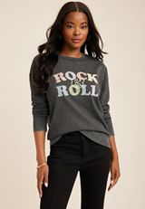 Rock And Roll Sweatshirt, BLACK, small