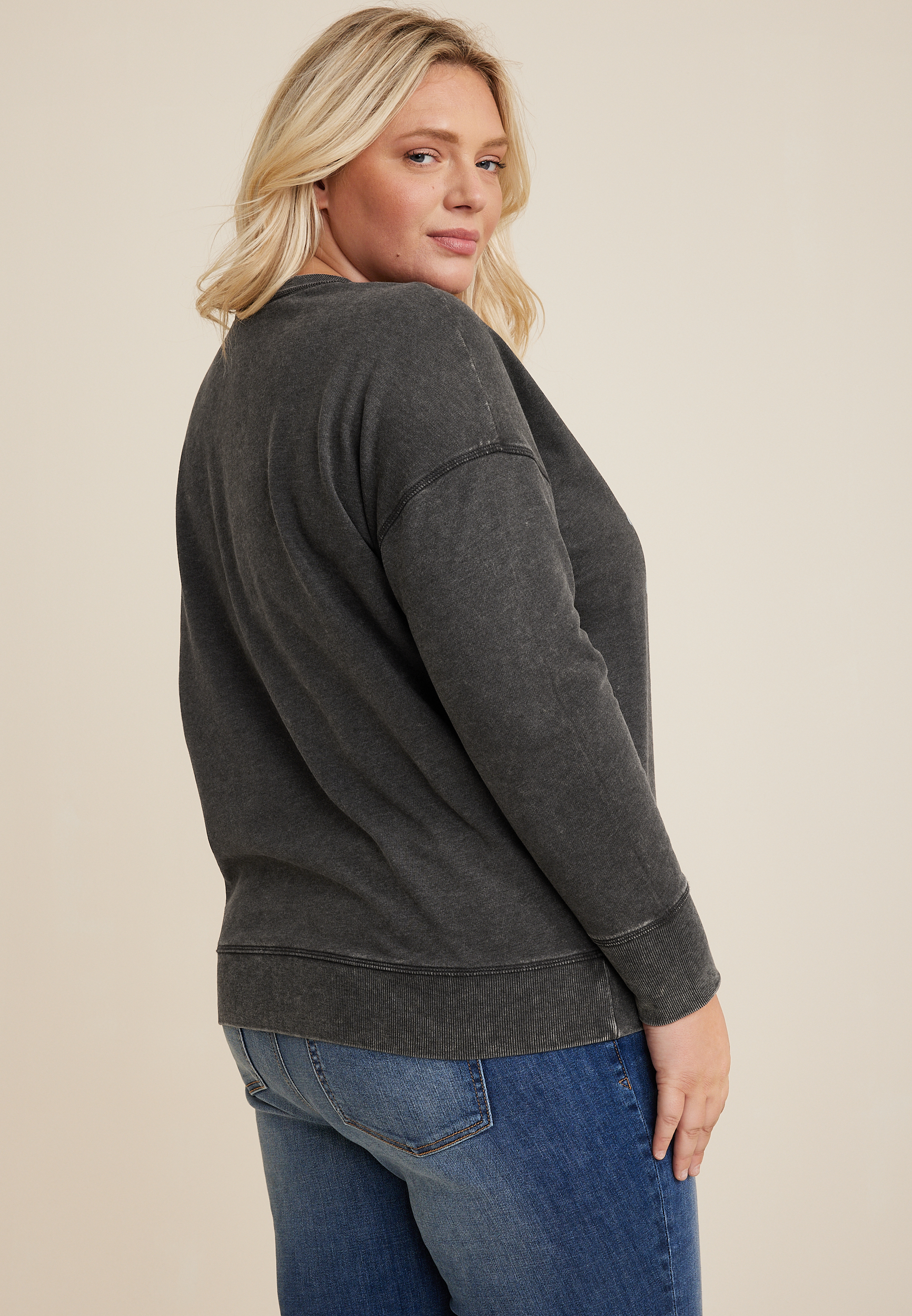 Plus Size Rock And Roll Sweatshirt, BLACK, large