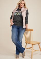 Plus Size Rock And Roll Sweatshirt, BLACK, small