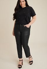 Plus Size edgely&trade; High Rise Color Coated Slim Straight Ankle Jean, C106, small