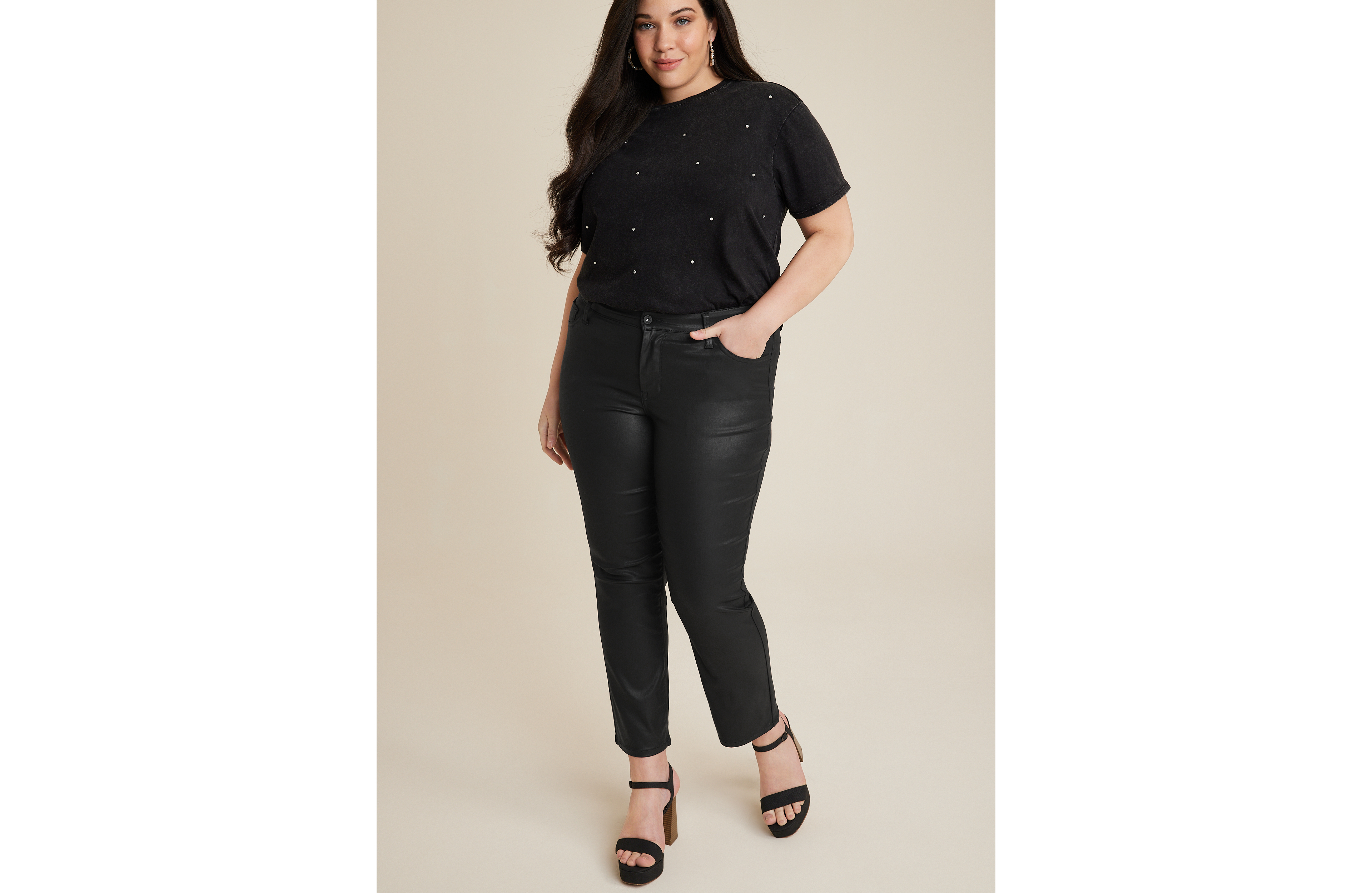 Plus edgely™ High Rise Color Coated Slim Straight Ankle Jean