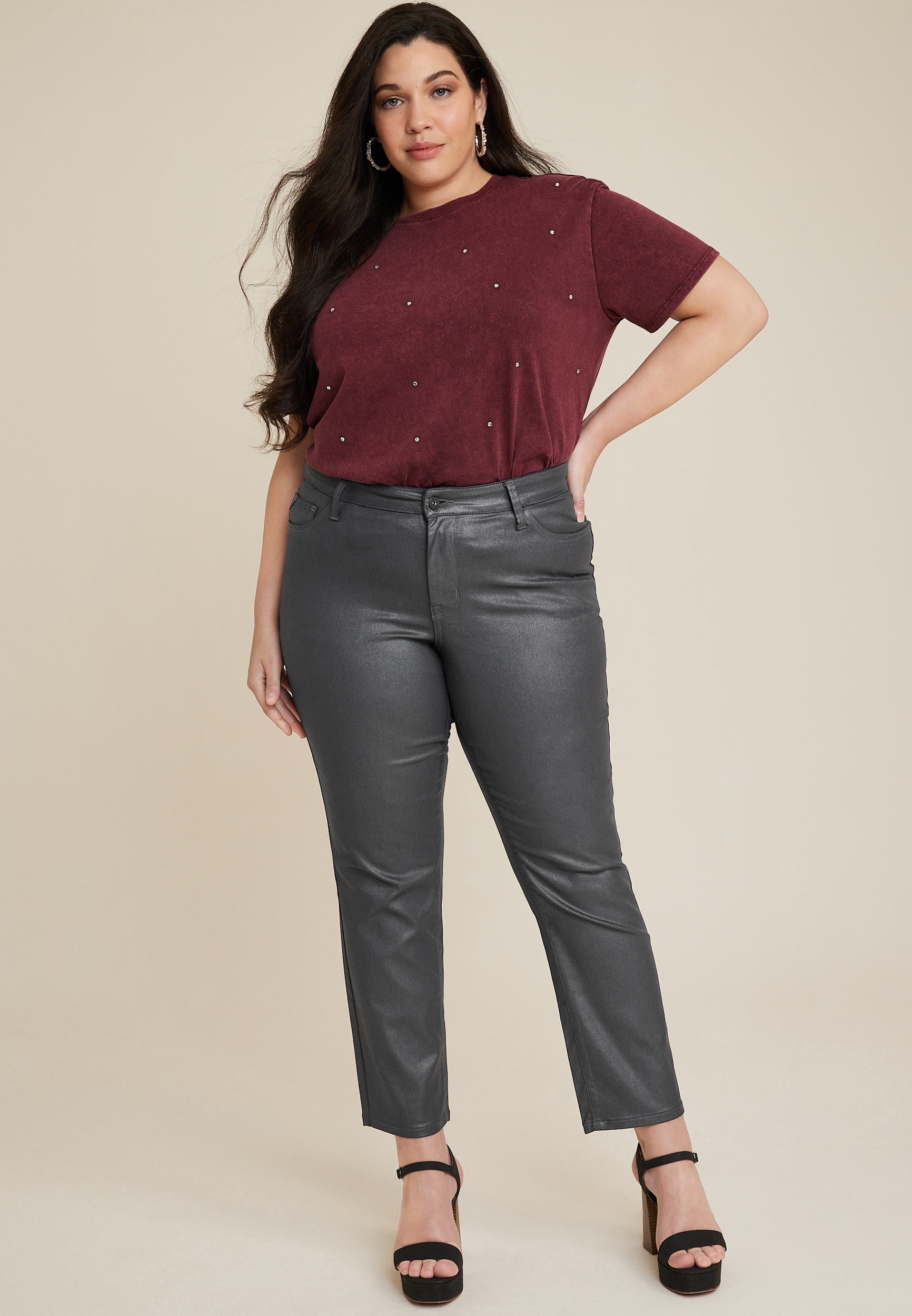 Plus Size edgely™ High Rise Color Coated Slim Straight Ankle Jean