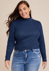 Plus Size Sparkle Mock Neck Mixer Tee, C1149, small