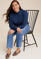 Plus Size Sparkle Mock Neck Mixer Tee, C1149, small