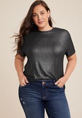 Plus Size edgely&trade; Shimmer Crew Neck Tee, C814, small