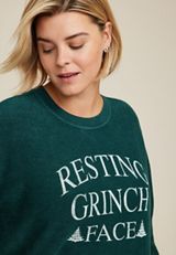Plus Size Resting Grinch Face Sweatshirt, C3895, small
