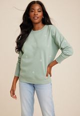 Floral Embroidered Sweatshirt, C9312, small