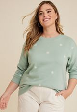 Plus Size Floral Embroidered Sweatshirt, C9312, small
