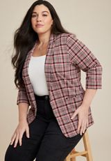 Plus Size Versa Plaid Blazer, C9081, small