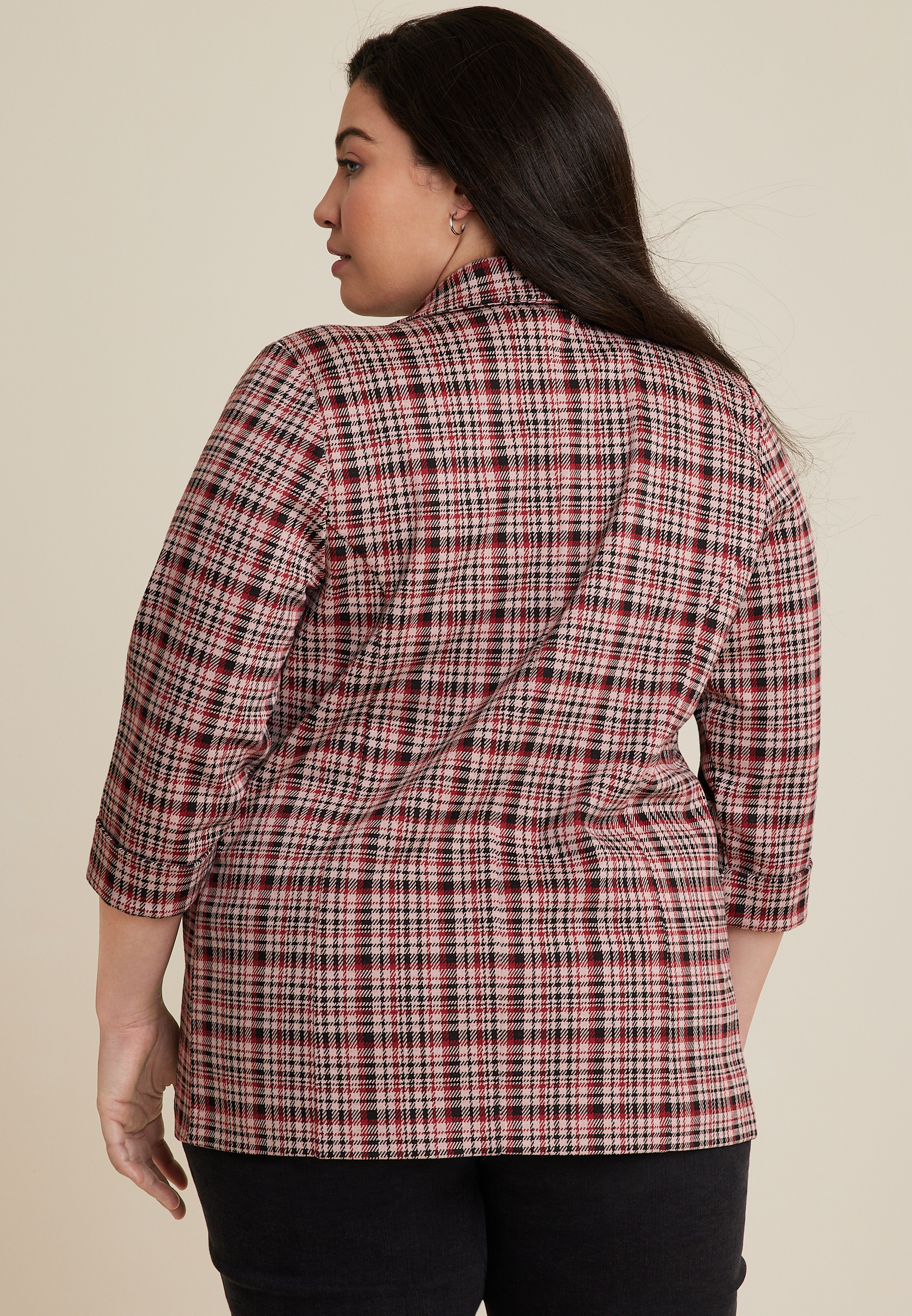 Plus Size Versa Plaid Blazer, C9081, large