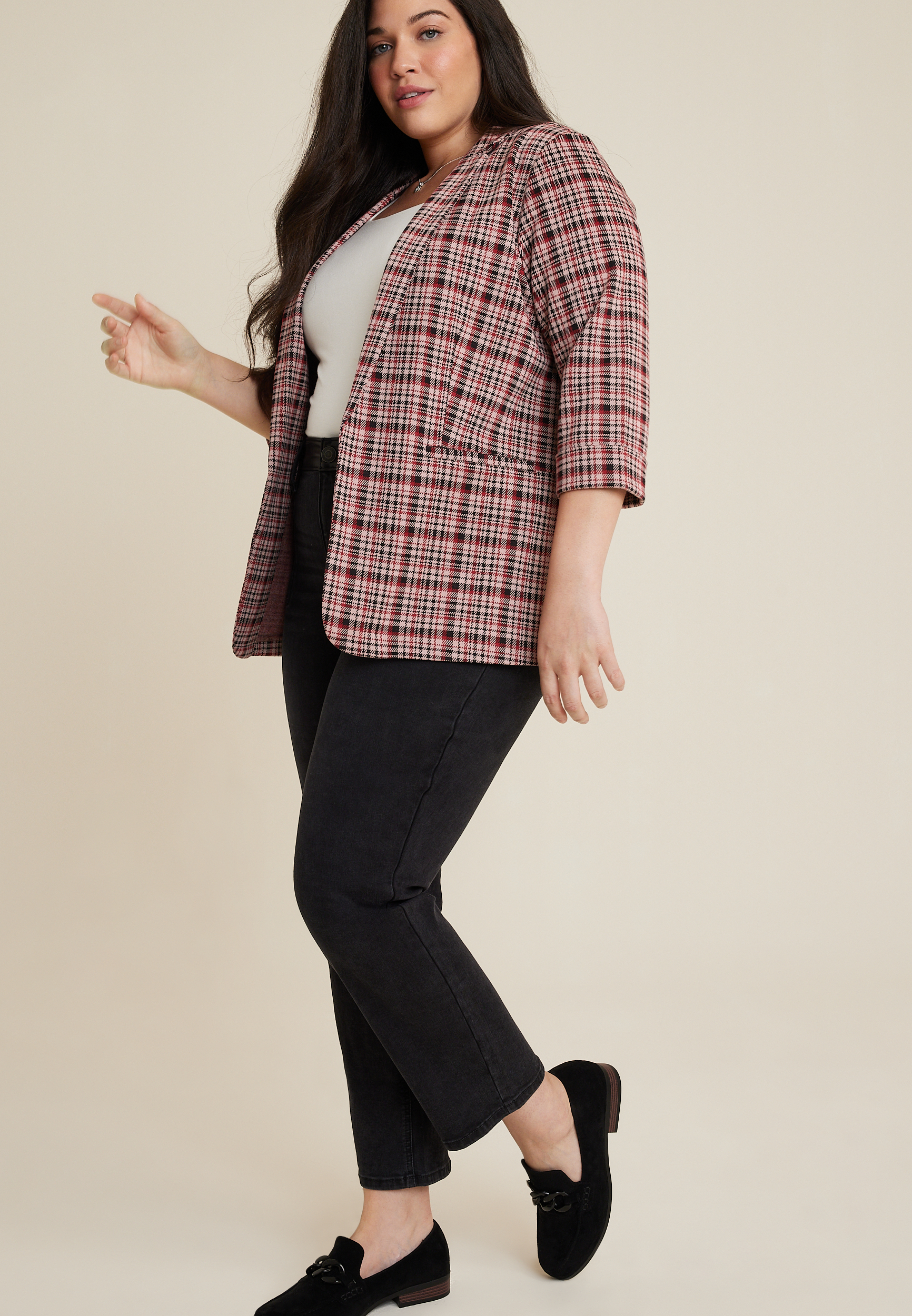 Plus Size Versa Plaid Blazer, C9081, large