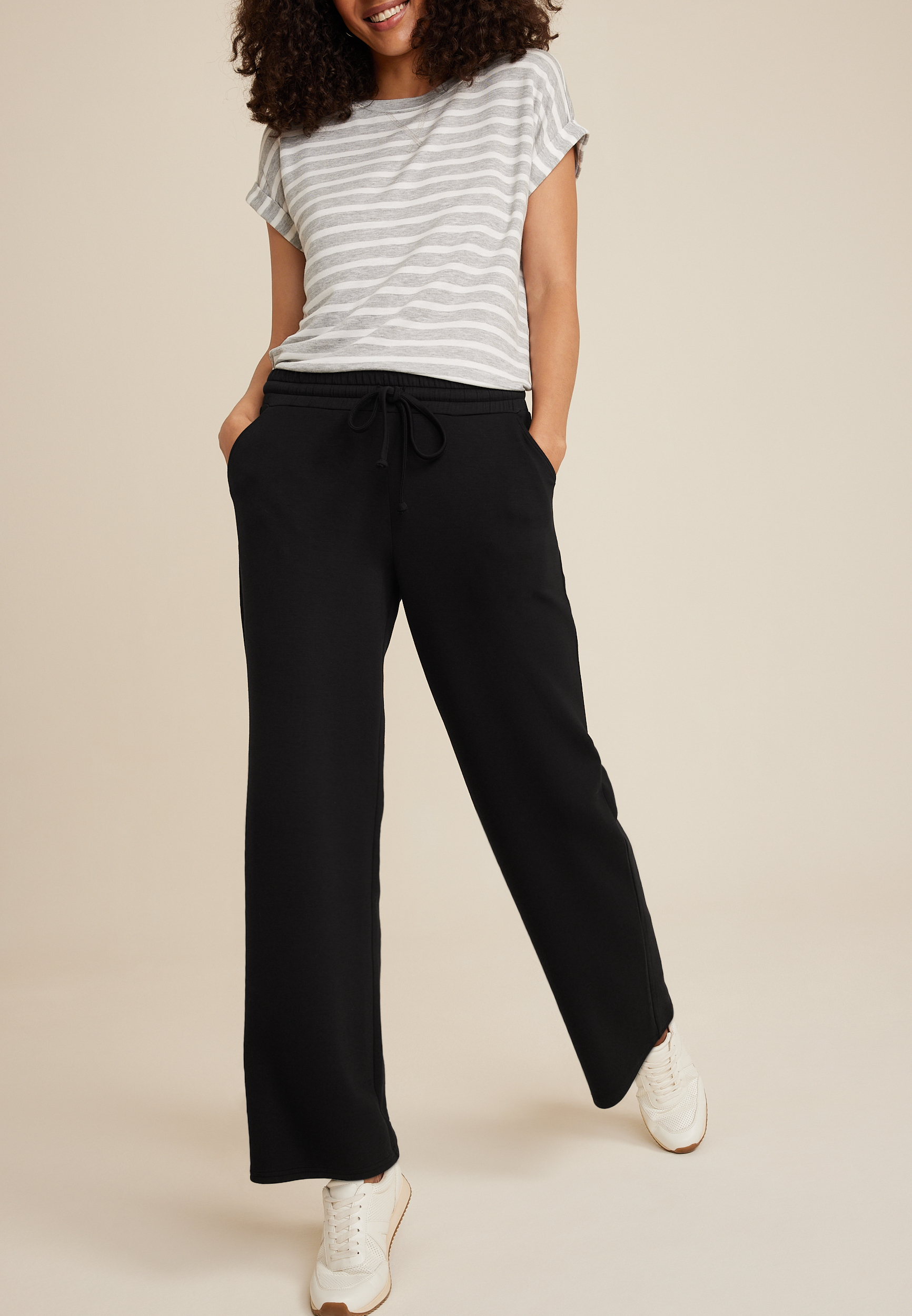 Scuba Knit High Rise Wide Leg Sweatpant