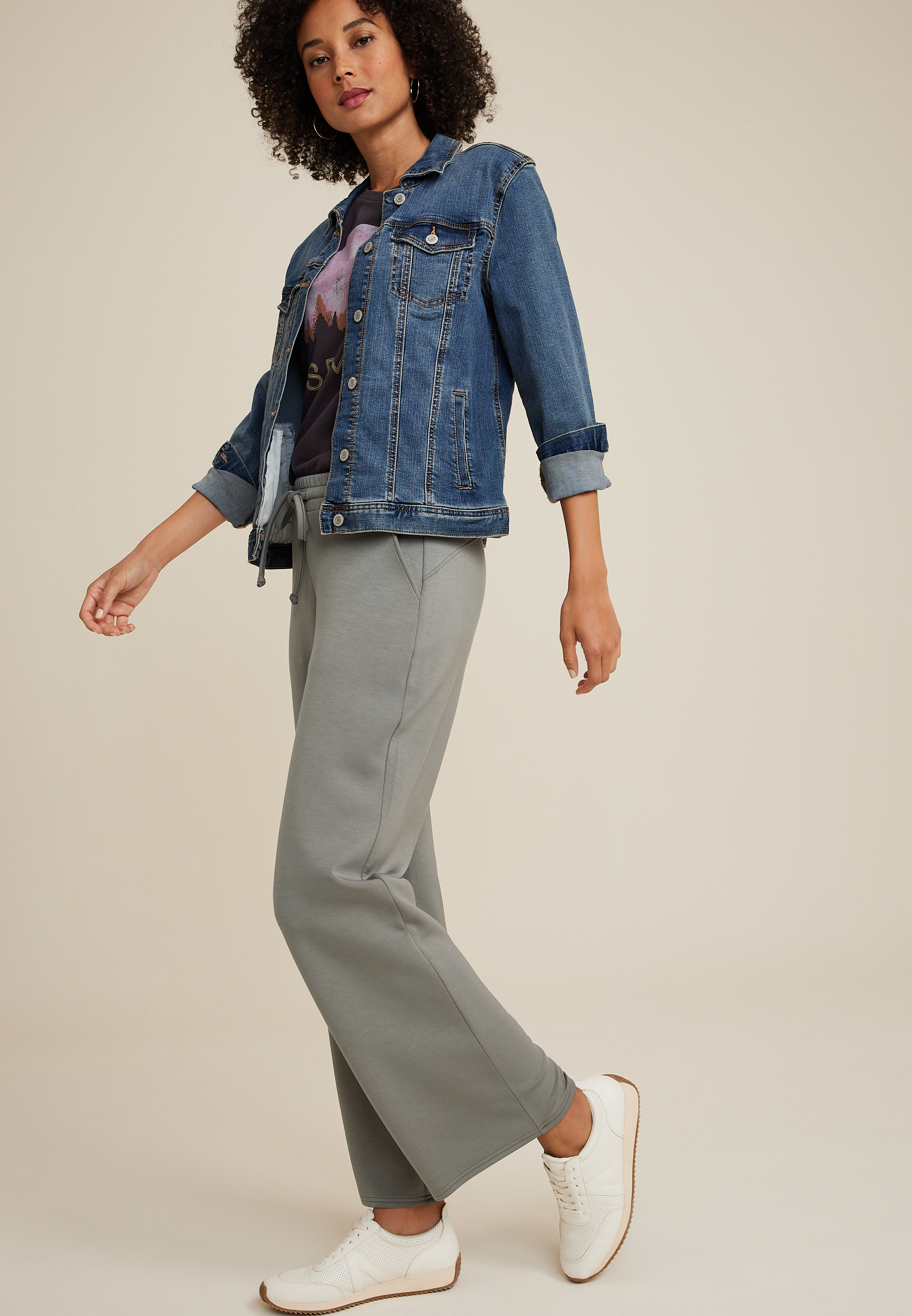 Scuba Knit High Rise Wide Leg Sweatpant, C186, large