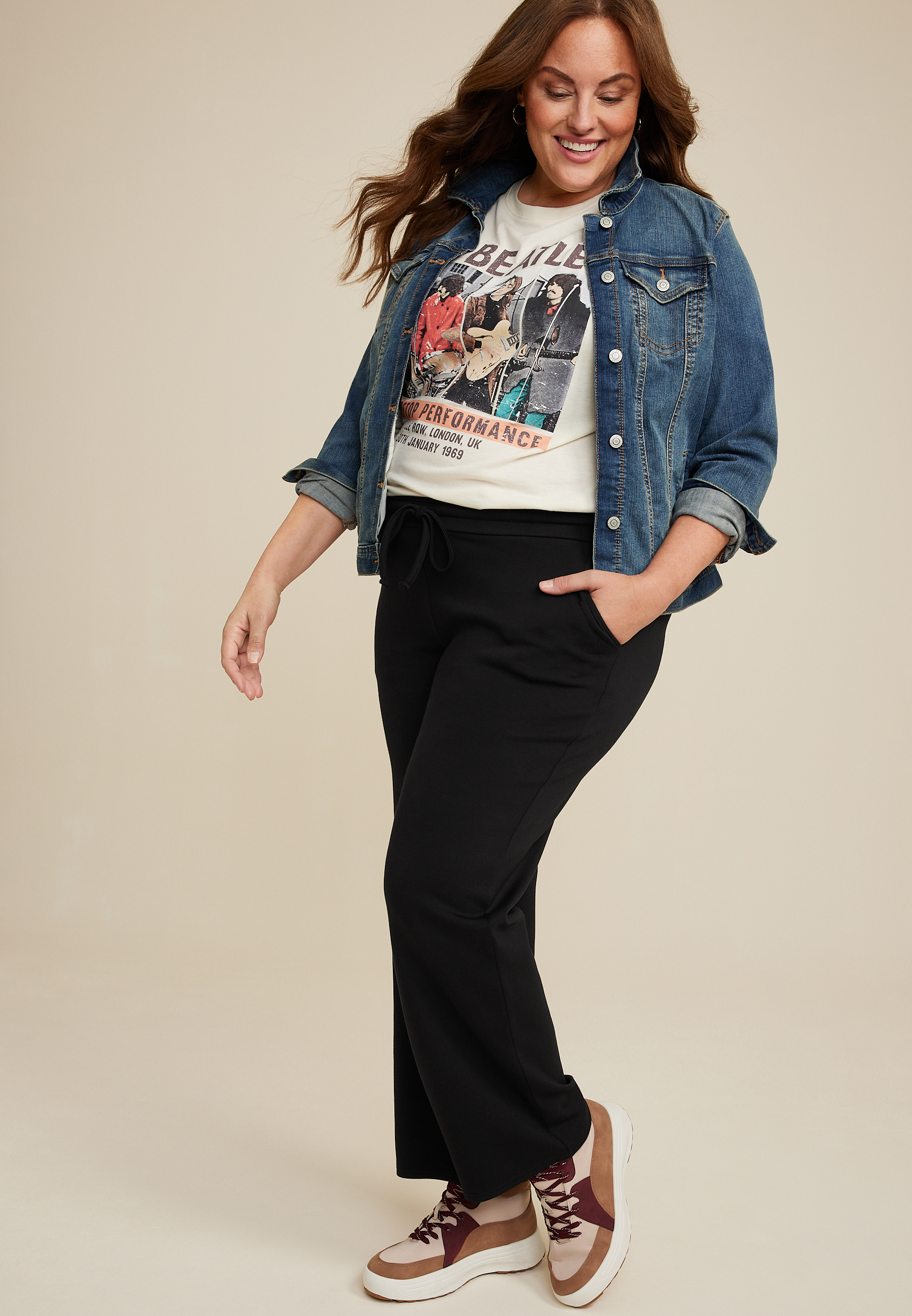 Plus Size Scuba Knit High Rise Wide Leg Pant, C106, large