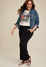 Plus Size Scuba Knit High Rise Wide Leg Pant, C106, small